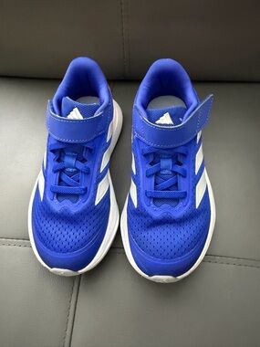 adidas Kids Blue and White Hook-and-Loop Sneakers